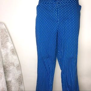 New York & Company Capri Pants Blue w/White‎ Dots 16